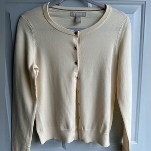 Banana Republic Extra Fine Merino Wool Cream Cardigan Sweater